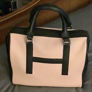 Lamb Leather Black and Pink Satchel